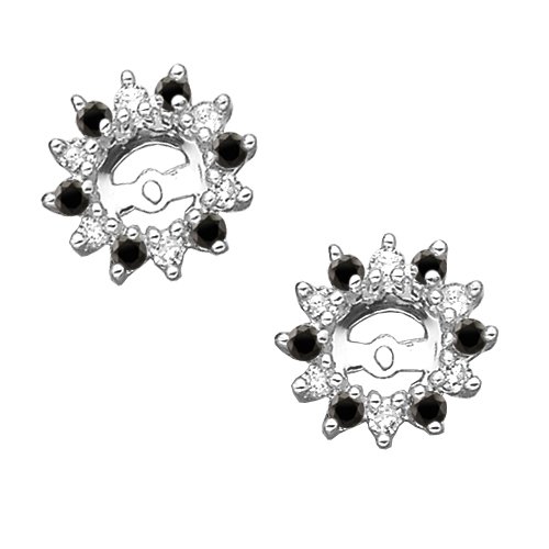 14K White Gold 1/2 ct. Alternating Black and White Diamond Earring Jackets.