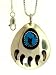 By Artist Tiffany Long:Large Navajo Sterling-silver & Tourquoise Bear Paw w/Sterling-silver Box chain Pendant-necklace