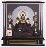 兜飾りケース飾り五月人形かぶと　新パノラマケース（黒）「南蛮兜徳川イブシ銀」　sb-34