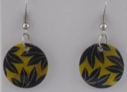 Yellow Polished Leaf Design Earrings