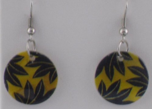 Yellow Polished Leaf Design Earrings