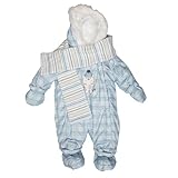 Zip Zap Baby's Blue Snowsuit with detachable Booties and Mittens and matching Scarf