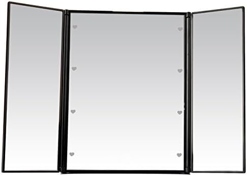 KIMI STAR Tri-Fold Lighted Led Travel Mirror Compact for Cosmetic Makeup (BLACK)