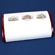 White Leather Rosewood 3 Ring Display Jewelry Case New