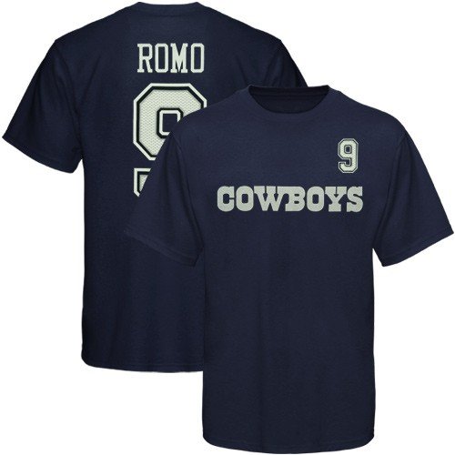 Dallas Cowboys #9 Tony Romo Youth Navy Blue Player T-shirt (Small)