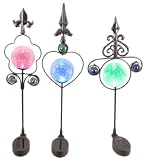 Set Of 3 Crackle Glass Ball Solar Light Garden Stakes