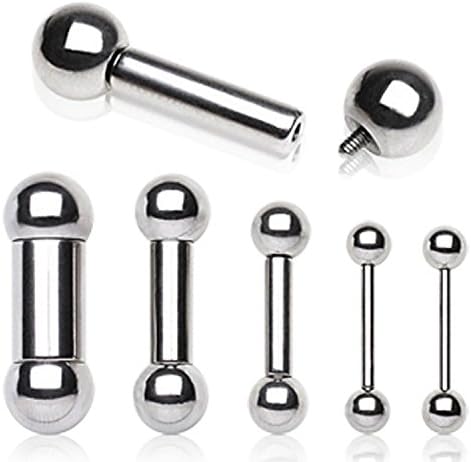 316L Surgical Steel Internally Threaded Barbell (16GA L: 3/8" B: 3mm)