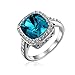Yoursfs Sparkly 1.5ct Cubic Zirconia CZ Blue Topaz Cushion Cut Anniversary Engagement Ring