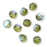 SWAROVSKI ELEMENTS Crystal #5000 Round 6mm Olivine AB Beads (10) ~ SWAROVSKI ELEMENTS