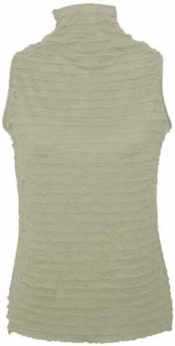 Luxury Divas Gray High Collar Ruffle Sleeveless Top Size Large