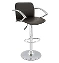 Designer Barstool / Bar Hocker mit Gaslift, Barhocker / Stuhl aus verchromten Stahl inkl. Armlehne, Lounge Drehstuhl höhenverstellbar in schwarz - Sitzmöbel 2010