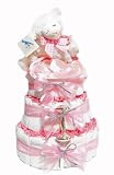 Now I lay me down to sleep Musical Christian Prayer Gund Lamb Diaper Cake for Infant Girls - Great Shower Centerpiece and Gift Idea
