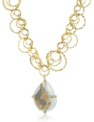 Devon Leigh "Natures Wonders" Chalcedony Drusy with Gold and Silver Flex, 18k Gold Dipped Multi-Circle Necklace