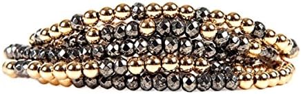Jaimie Nicole Set of 5 Gold and Pyrite Beaded Bracelet Set