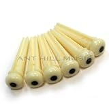 Set of 6 Acoustic Guitar Bridge Pins - Ivory/Black Dot
