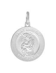 Sterling Silver Saint Anthony Medal 3/4 inch Round Made in Italy, Free 24 inch Surgical Steel Chain