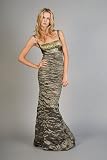Long Green Metallic Brocade Dresses by Nicole Miller