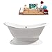 Streamline | Freestanding Soaking 61" R5201GLD Cast Iron Bathtub, White | Comes with External Drain And Gold Overflow | Bamboo Tray Included