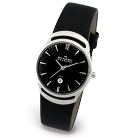 Skagen Women's Black Leather Watch #597SSLB