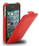 Produkt-Bild: MELKCO Ledertasche / Flip Case / Auflklappbar f&uuml;r Apple iPhone 4 und 4S HD ROT
