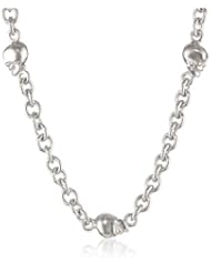 ROTENIER "Skull" Sterling Silver Large Cable 5 Large Skulls Link Chain Necklace