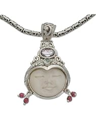 Amethyst and garnet necklace, Dreamer - Unique Womens Sterling Silver and Amethyst Necklace