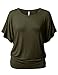 URBANCLEO PLUS Womens Short Kimono Sleeve Boat Neck Dolman Drape Top Shirts
