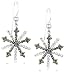 Sterling Silver Marcasite & Cubic Zirconia Snowflake Dangle Earrings