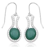 Sterling Silver Genuine Green Aventurine Wire Earrings