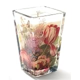 Petals Scented Candle in Roses Flower Basket Transferware Glass