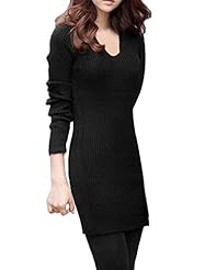 Stretchy Acrylic/Knit Scoop Neck Long Sleeves  Dress