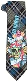 Ed Hardy Men's Plaid Skull Tie,Black,One Size