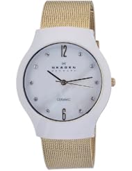 Skagen Womens 817SCWG Quartz Ceramic Mother-Of-Pearl Dial Watch