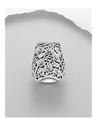 Flower Ring In 92.5 Sterling Silver