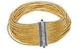 18K Yellow Gold Fifteen-Strand Hand-Woven Mesh Bracelet, Set With a White Gold Bar Enhanced with Pave Set Diamonds.