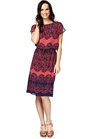 Drawstring Floral Print Placement Dress