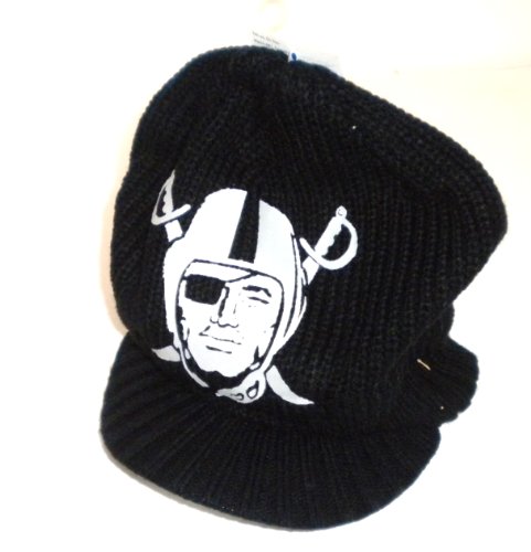 Oakland Raiders Reebok Billed Large Logo Knit Beanie Hat