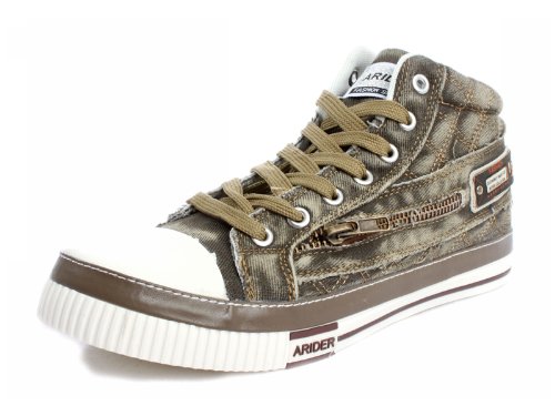 Arider W8001 Women Stone-Washed Denim Fashion Sneakers - Khaki