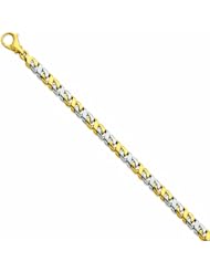 Genuine 14K Yellow Gold Two-Tone 7.25Mm Polished Fancy Link Bracelet 8.25 Inches 100% Satisfaction Guaranteed.
