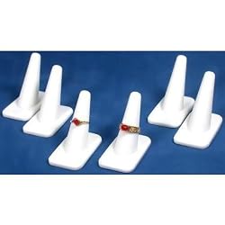 6White Rubber Ring Finger Jewelry Holder Showcase Display Stands