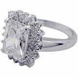 Sterling Silver Antique Styled Emerald-Cut CZ Ring