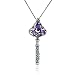 Sterling Silver Marcasite & Amethyst Key Pendant, 18"