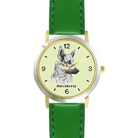 German Shepherd - Pup (SC) Dog - WATCHBUDDY® DESIGNER DELUXE TWO-TONE THEME WATCH - Arabic... by WatchBuddy