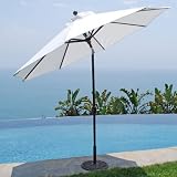 Galtech 9-ft. Aluminum Deluxe Auto Tilt Patio Umbrella Sunbrella B Grade Black White - GLT013-63