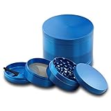 DCOU Alloy Pollen Tobacco Grinder / Spice Grinder / Herb Grinder / Weed Grinder, Grinder Sifter, with Magnetic Cover, 4 Pieces 2.42 Inches (Blue)