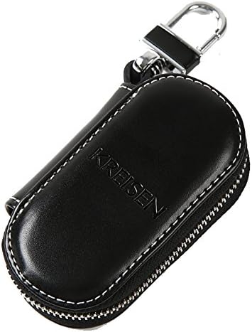 Genuine Cowhide Leather Smart Keychain Holder by KREISEN Unisex+compact