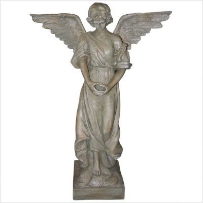 Angel with Wide Wings Statuary in Moss Green Size: Medium