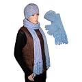 Chunky Cable Knit 3 Piece Winter Set for Women - Hat, Scarf, Gloves