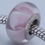 Pugster Pink White Pattern European Beads Fits Pandora Charm Bracelet