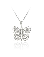 Sterling Silver Filigree Butterfly Pendant Necklace, 18"